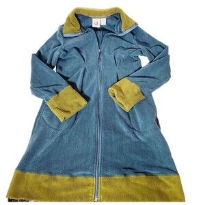 Tsunami Long Jacket Womens Sz M Fleece Green Blue Full Zip Pockets Lightweight